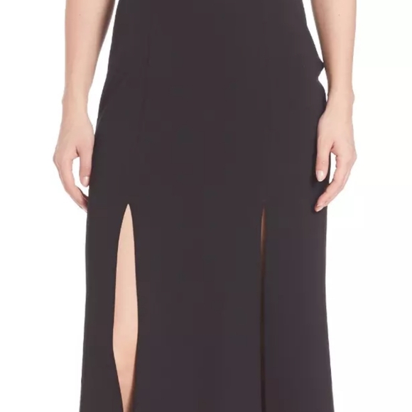 ABS Allen Schwartz Black Crepe Gown L - Picture 5 of 13